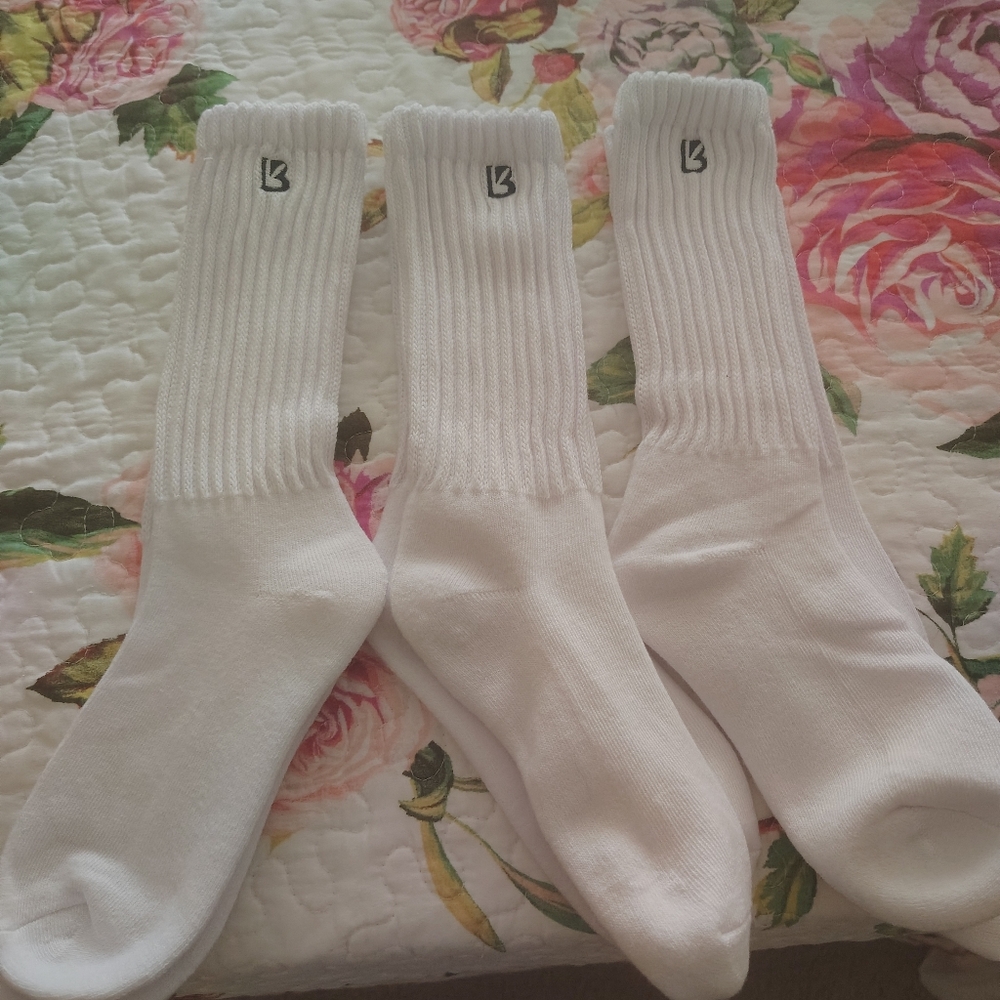 Buff Bunny Logo White Crew Socks - 3 Pack